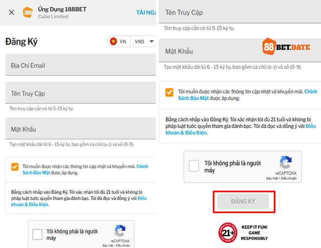 Những gì cần điền khi đăng ký 88BET